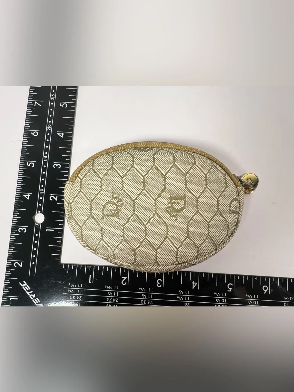 Christian Dior Vintage Trotter Oval Coin Purse Canvas France